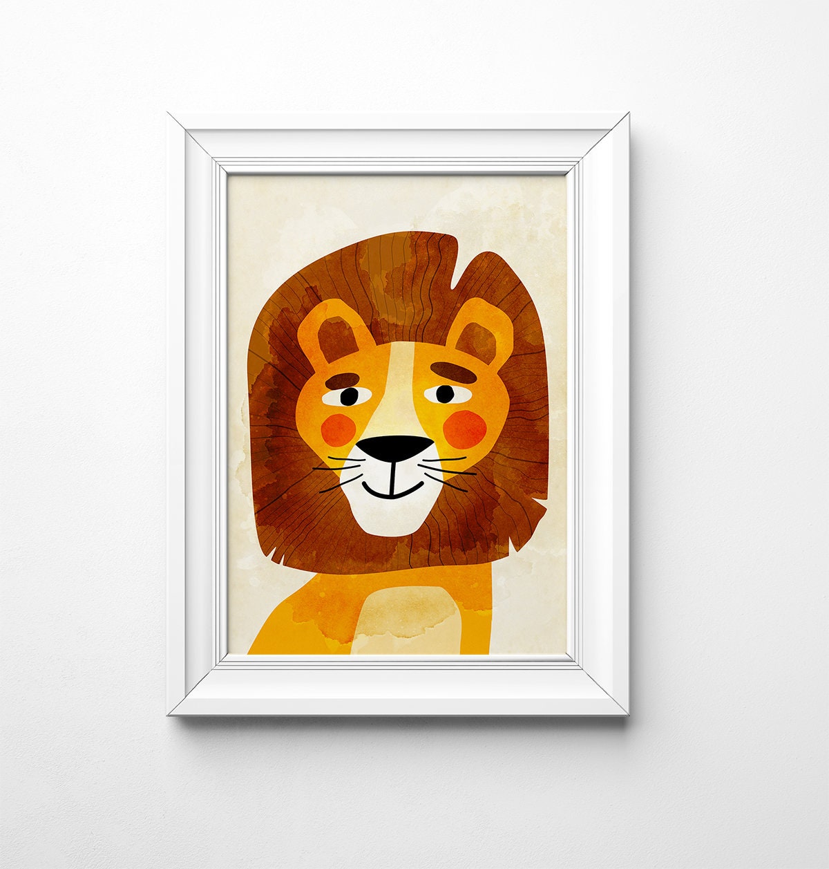 Lion Art Print | Kids Room Nursery Illustration Wall Art