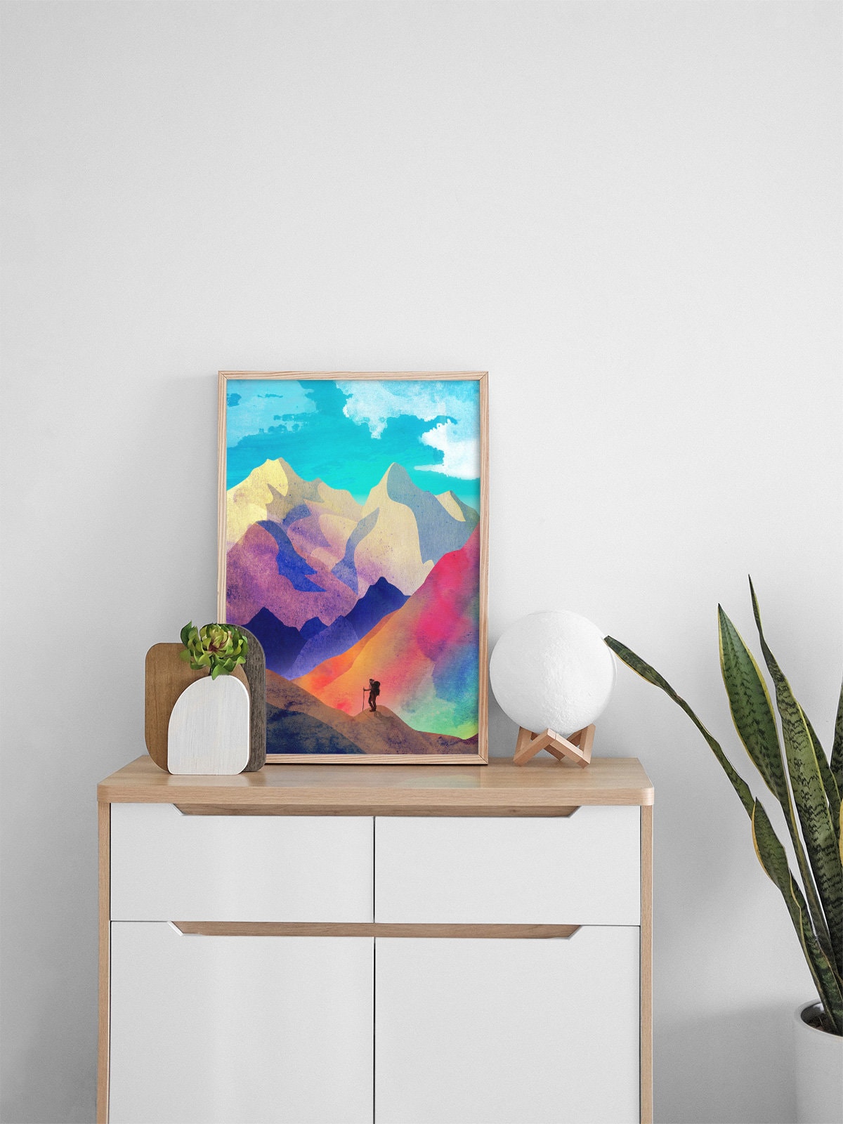 Woman Hiker Art Print | Mountain Hiking Wall Art