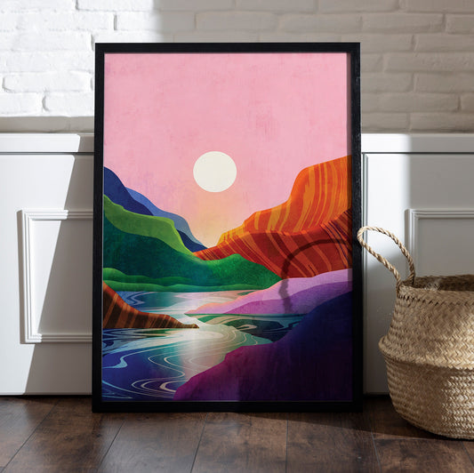 Peaceful Landscape Art Print | Illustrated Wall Art
