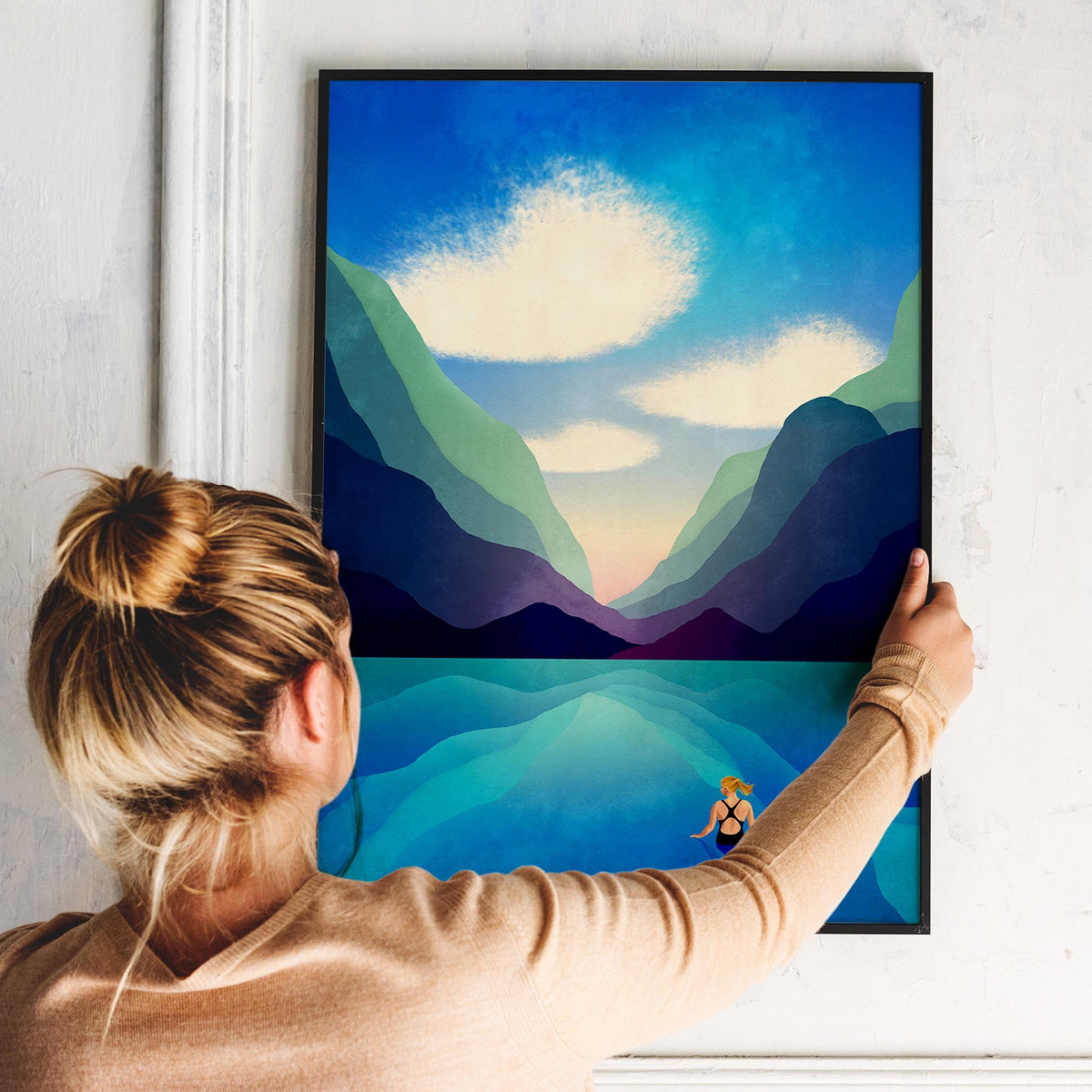 Wild Swimming Art Print | Lake and Forest Nature Wall Art