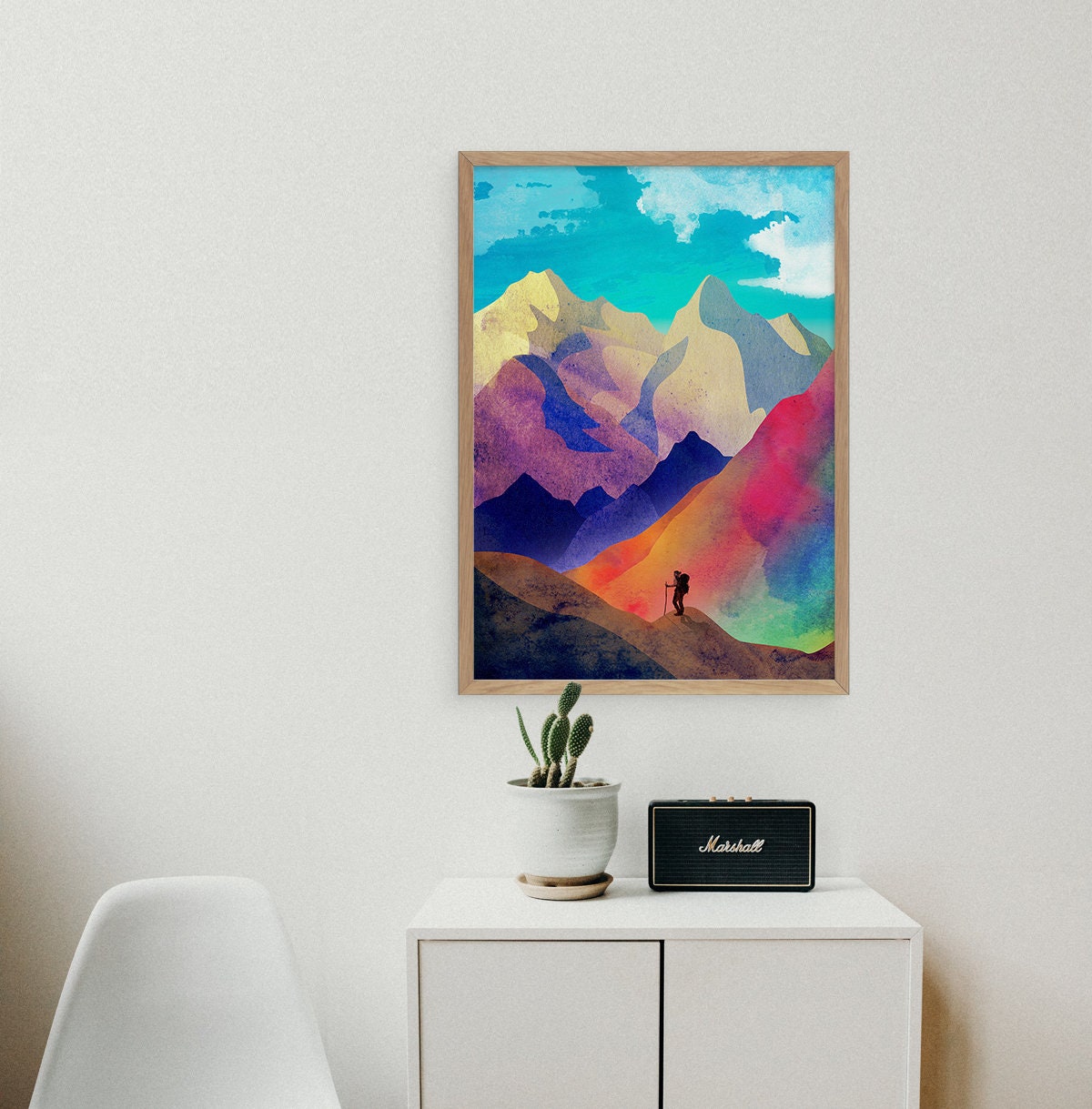 Woman Hiker Art Print | Mountain Hiking Wall Art