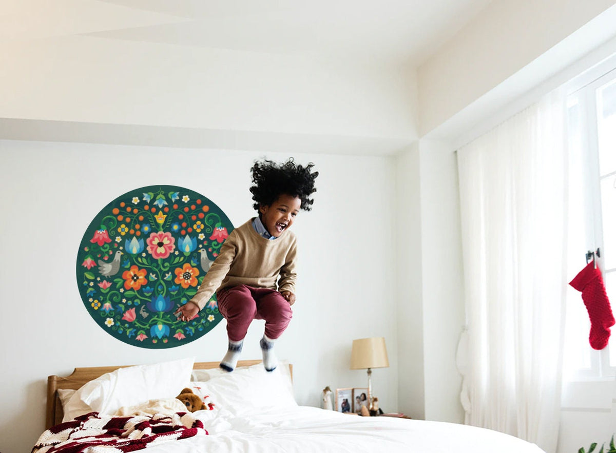 Mountain Flowers Wall Decal | Self-adhesive and Removable Folk-Inspired wall decoration