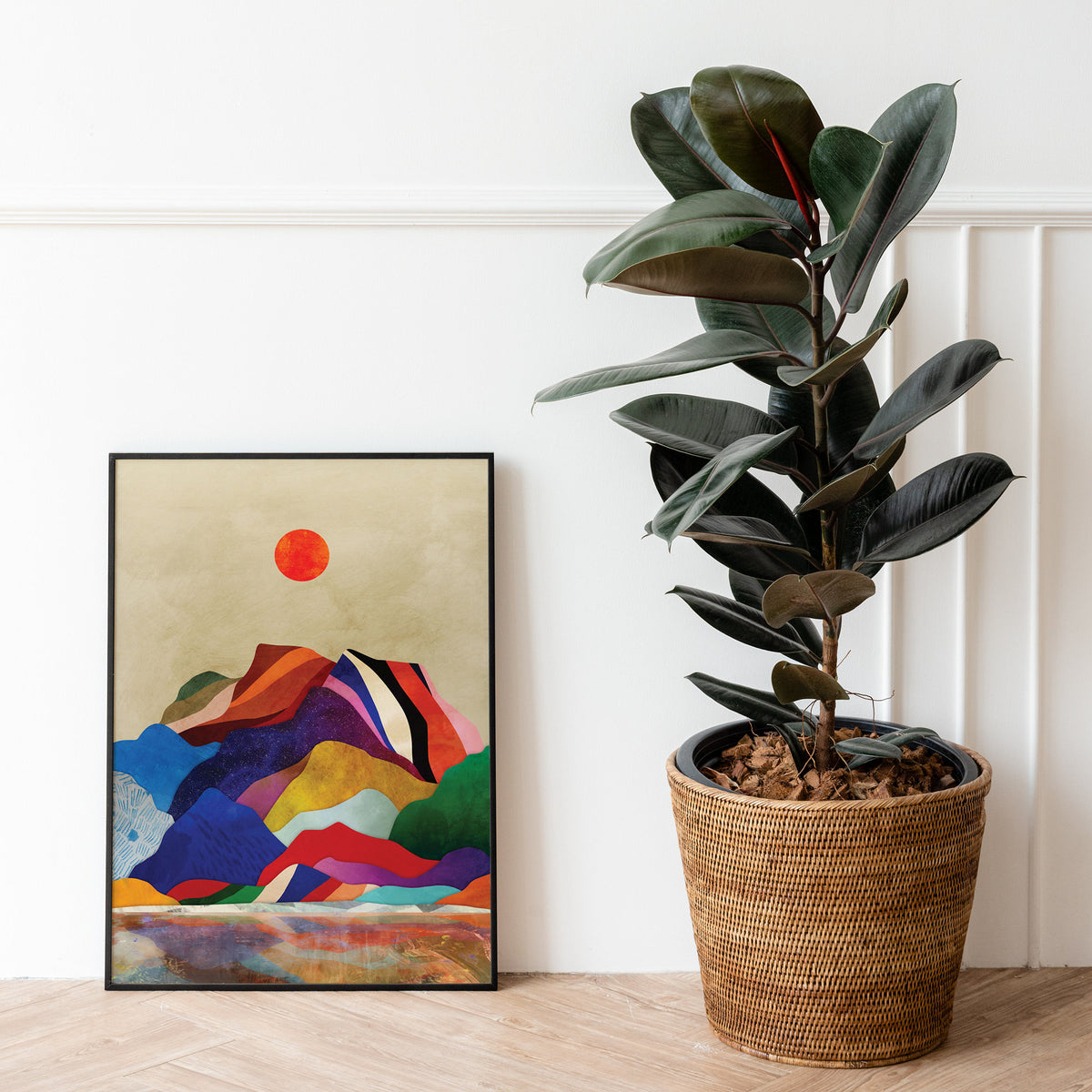 Mountain Lake Art Print | Colorful Landscape Wall Art