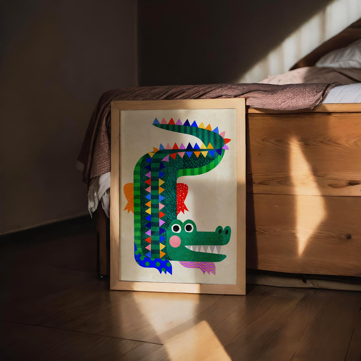 Crocodile Art Print | Colorful Kids Room Illustration Wall Art