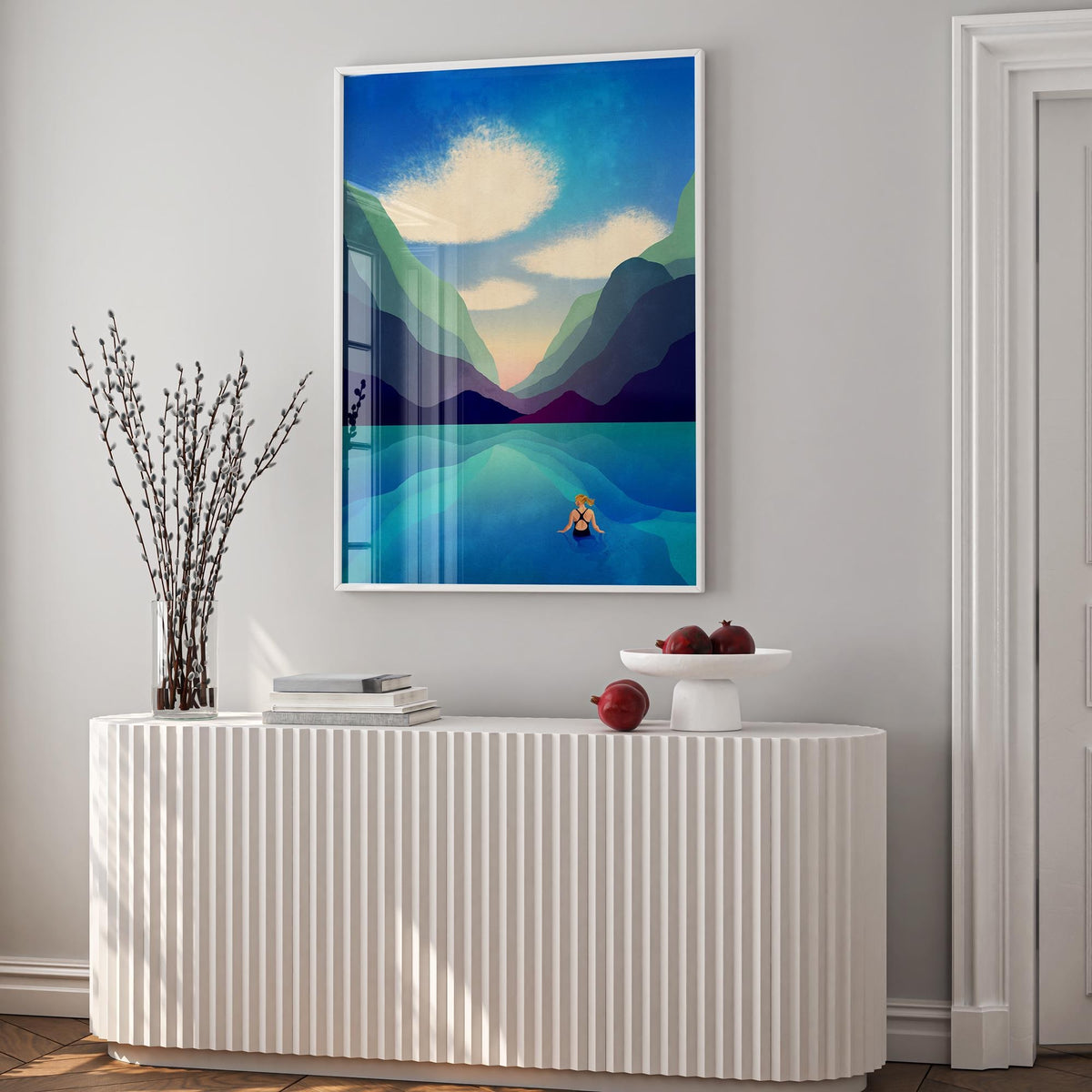 Wild Swimming Art Print | Lake and Forest Nature Wall Art