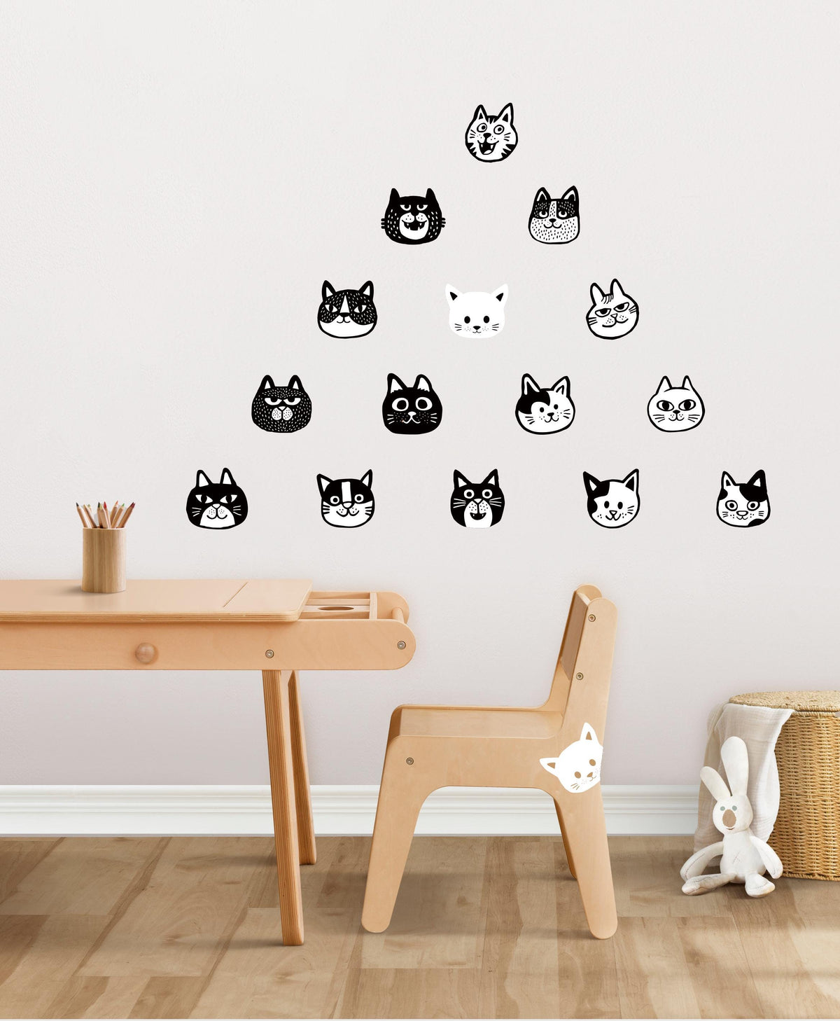 Playful Cat Wall Decals | Set of 15 Removable Stickers