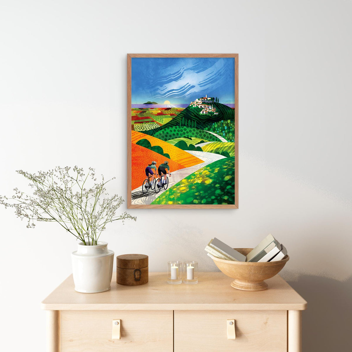 Cycling Couple Art Print | Bicycle Ride Cycling Wall Art