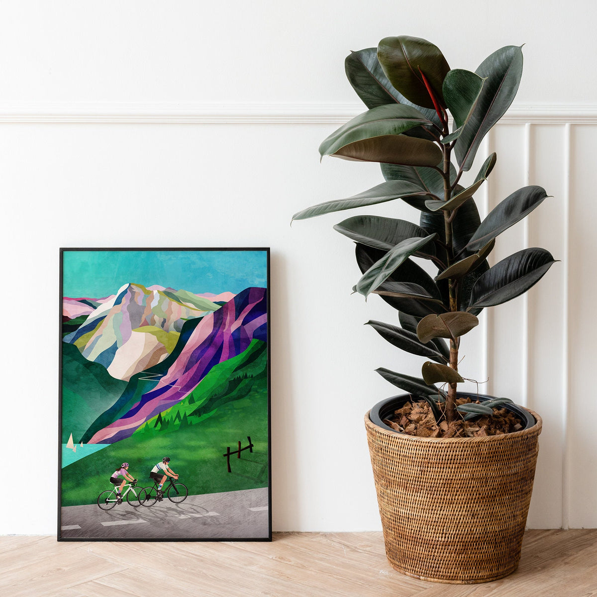 Cycling Couple Art Print | Alpine Ascent Bicycle Wall Art