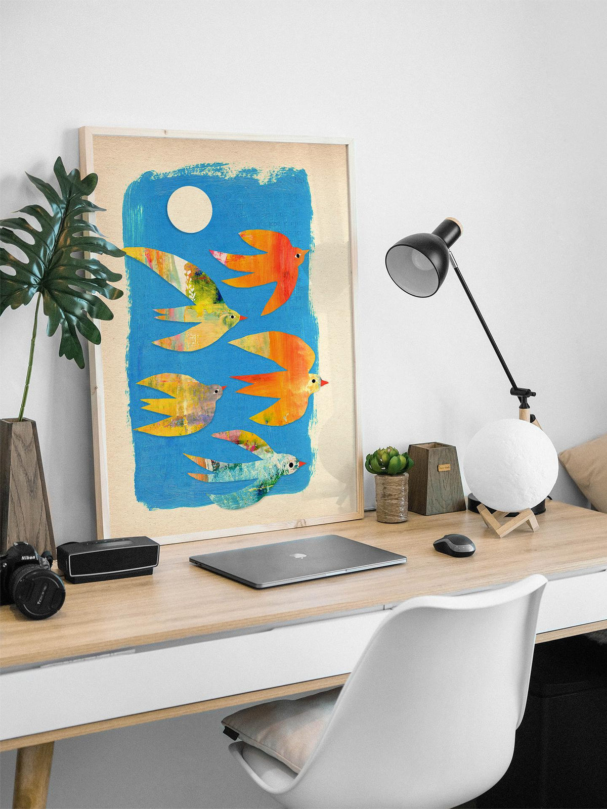 Small Flock of Birds | Mixed Media Fine Art Print