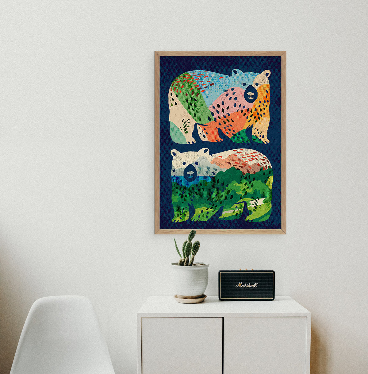 Bear Friends Art Print | Wildlife Friendship Illustration Wall Art