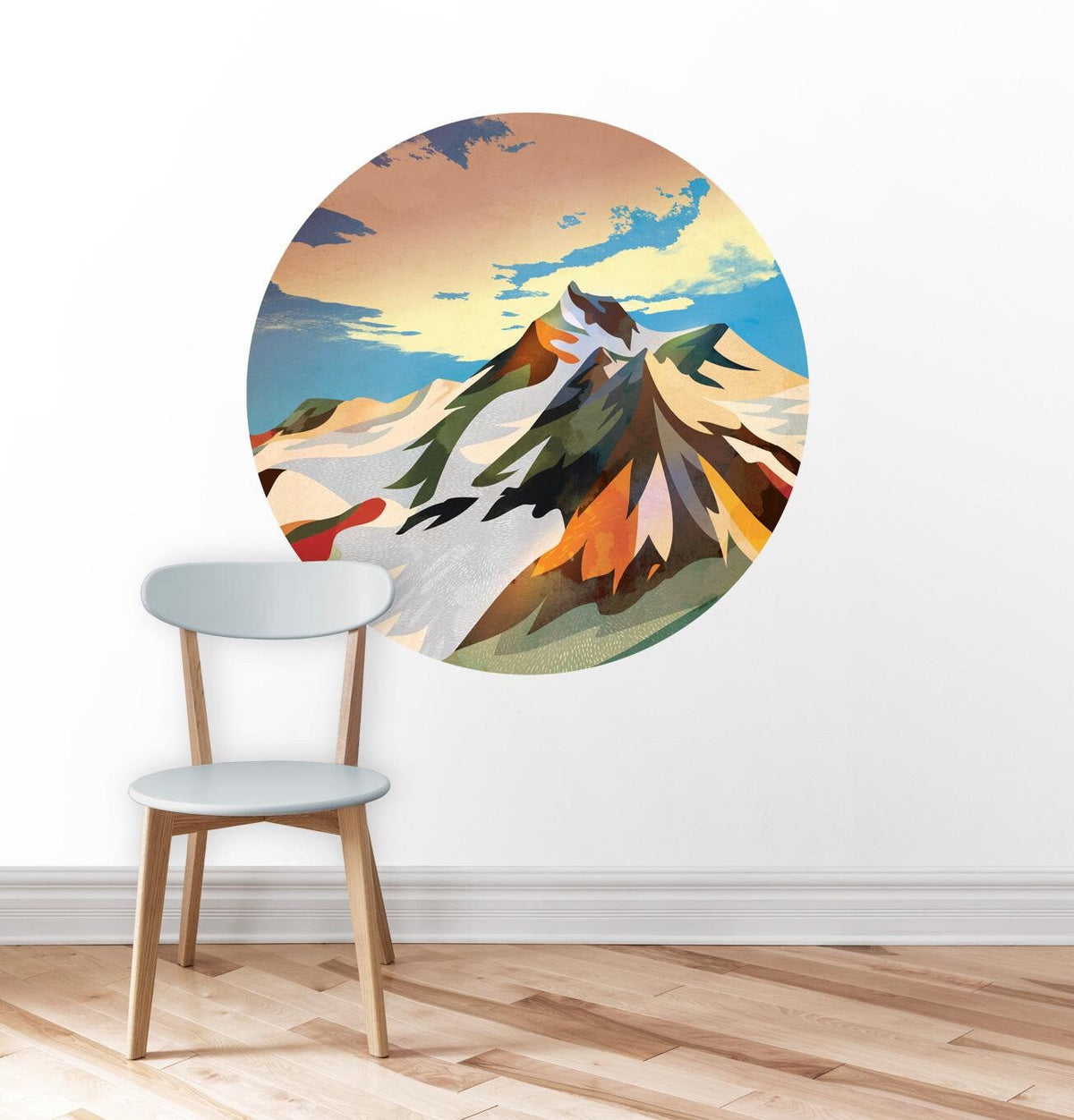 Mighty Mountain Wall Decal | Round Removable Self-Adhesive Wall Sticker