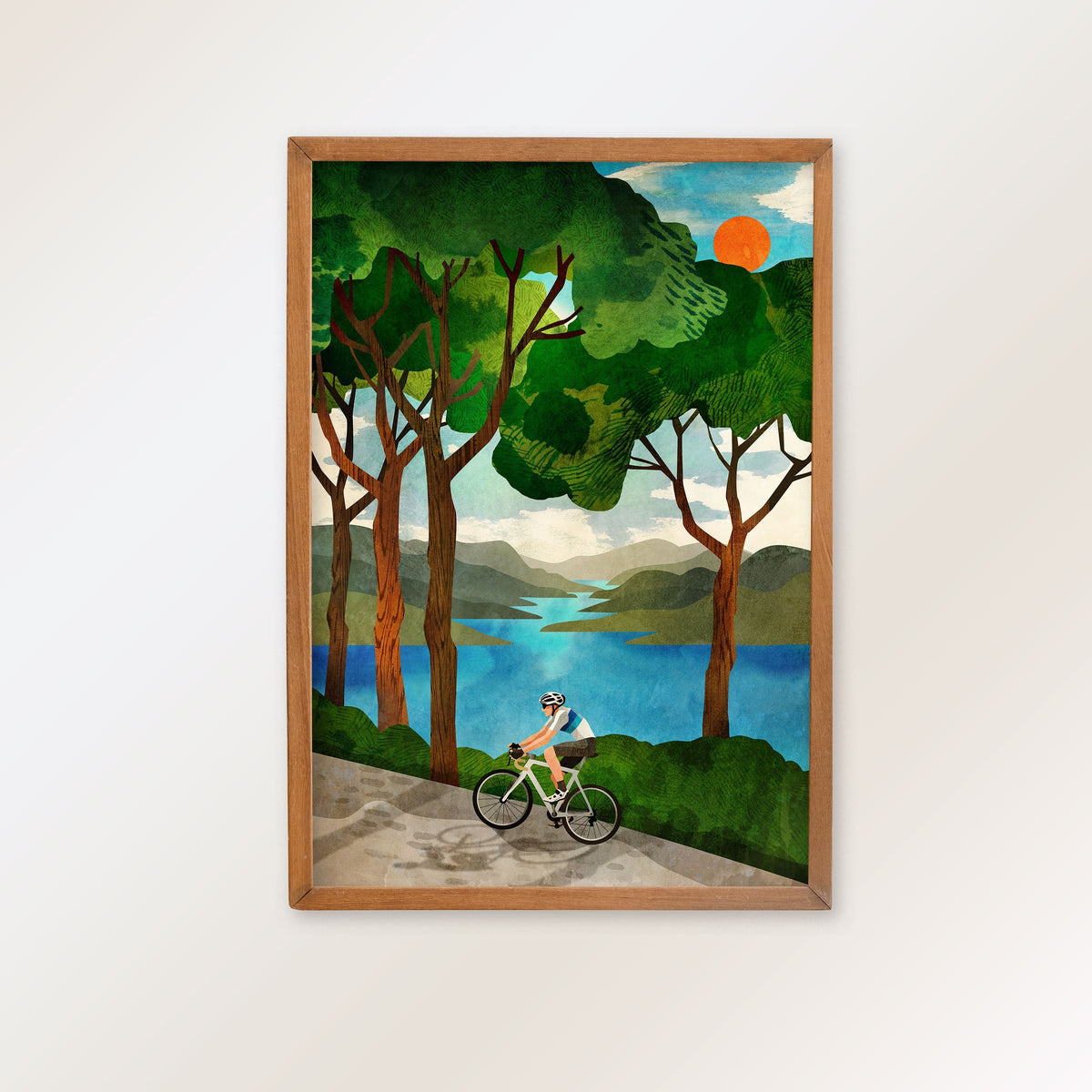 Cycling Art Print | Landscape Illustration for Cyclists Wall Art