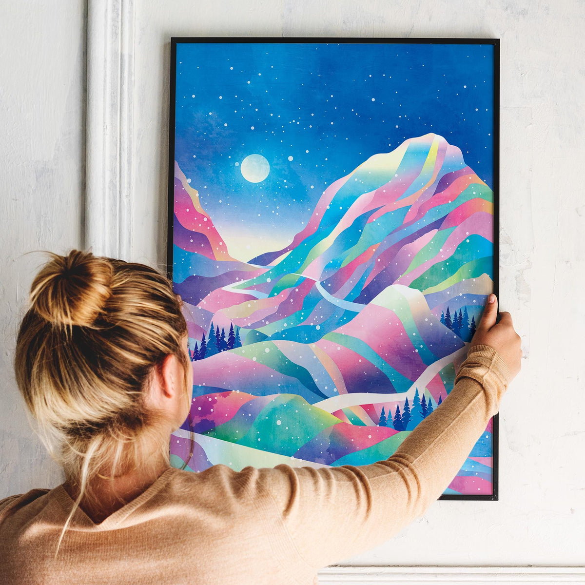 Winter Holidays Art Print | Snowy Mountain Landscape