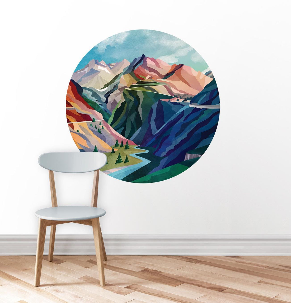 Mountain Pass Wall Decal | Self-Adhesive Removable Landscape Art.