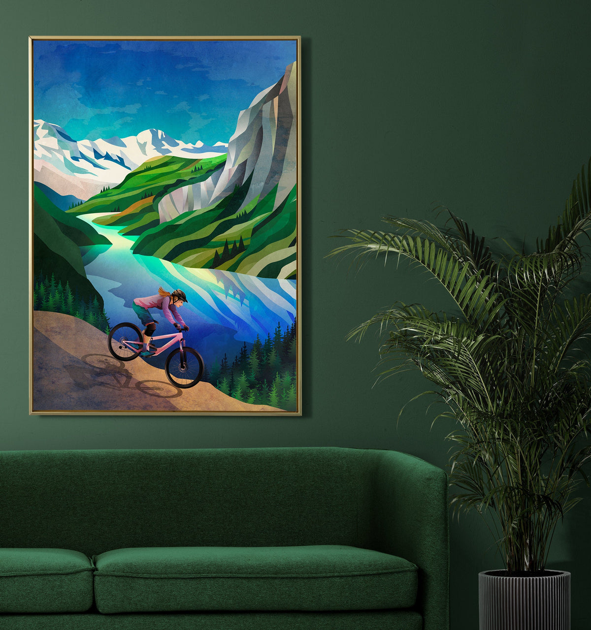 Mountain Bike Art Print | Woman Riding MTB Wall Art