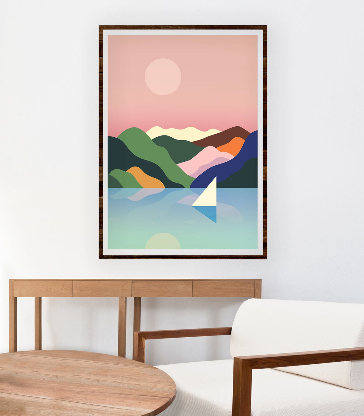 Sailing Art Print | Mountains and Ocean Illustration Wall Art