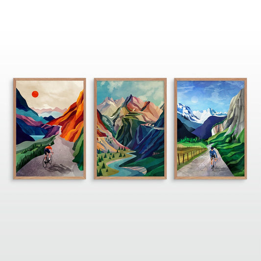 Cycling Art Print Set | Three Illustrated Prints