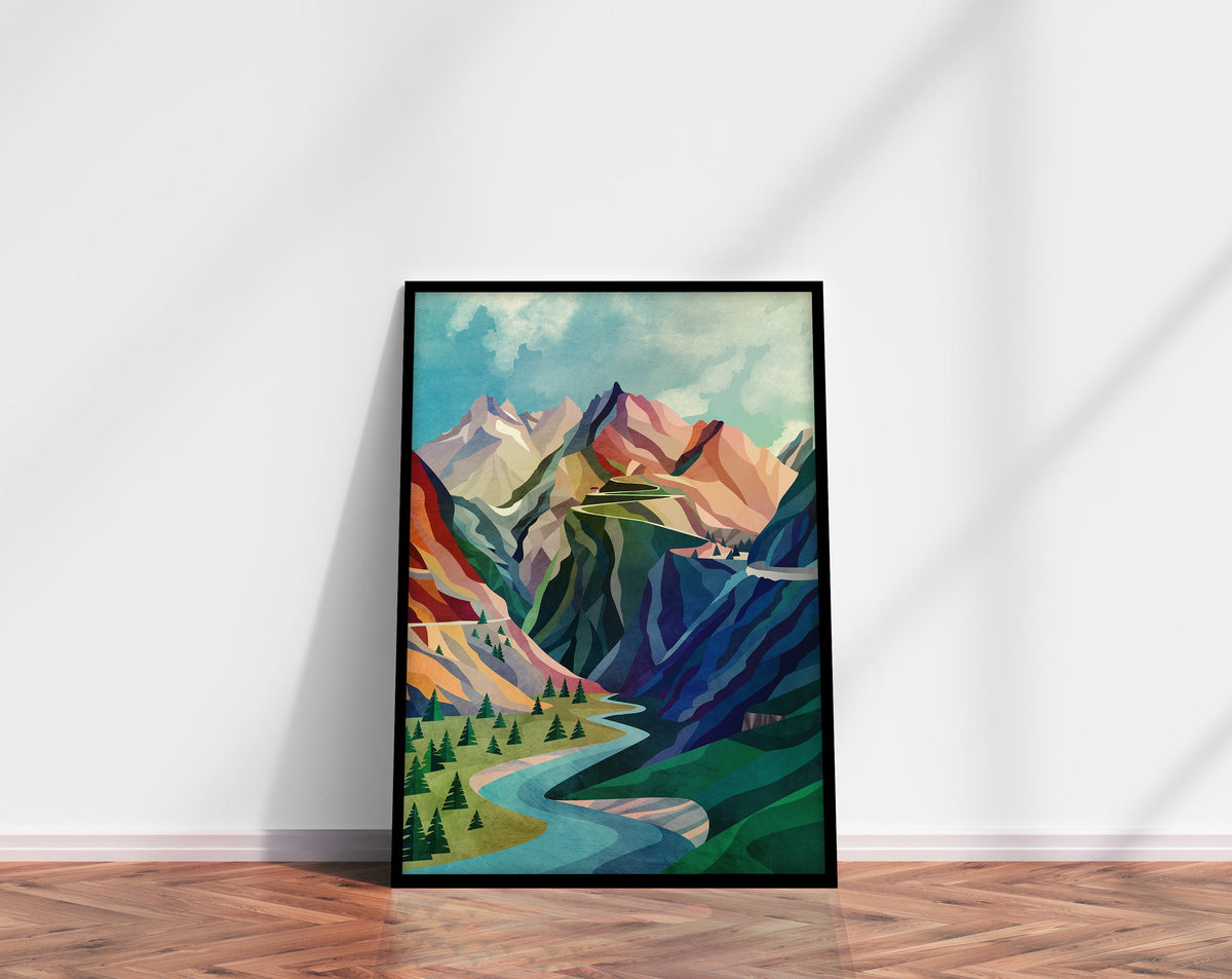 Mountain Pass Art Print | Mountain Road Landscape Wall Art
