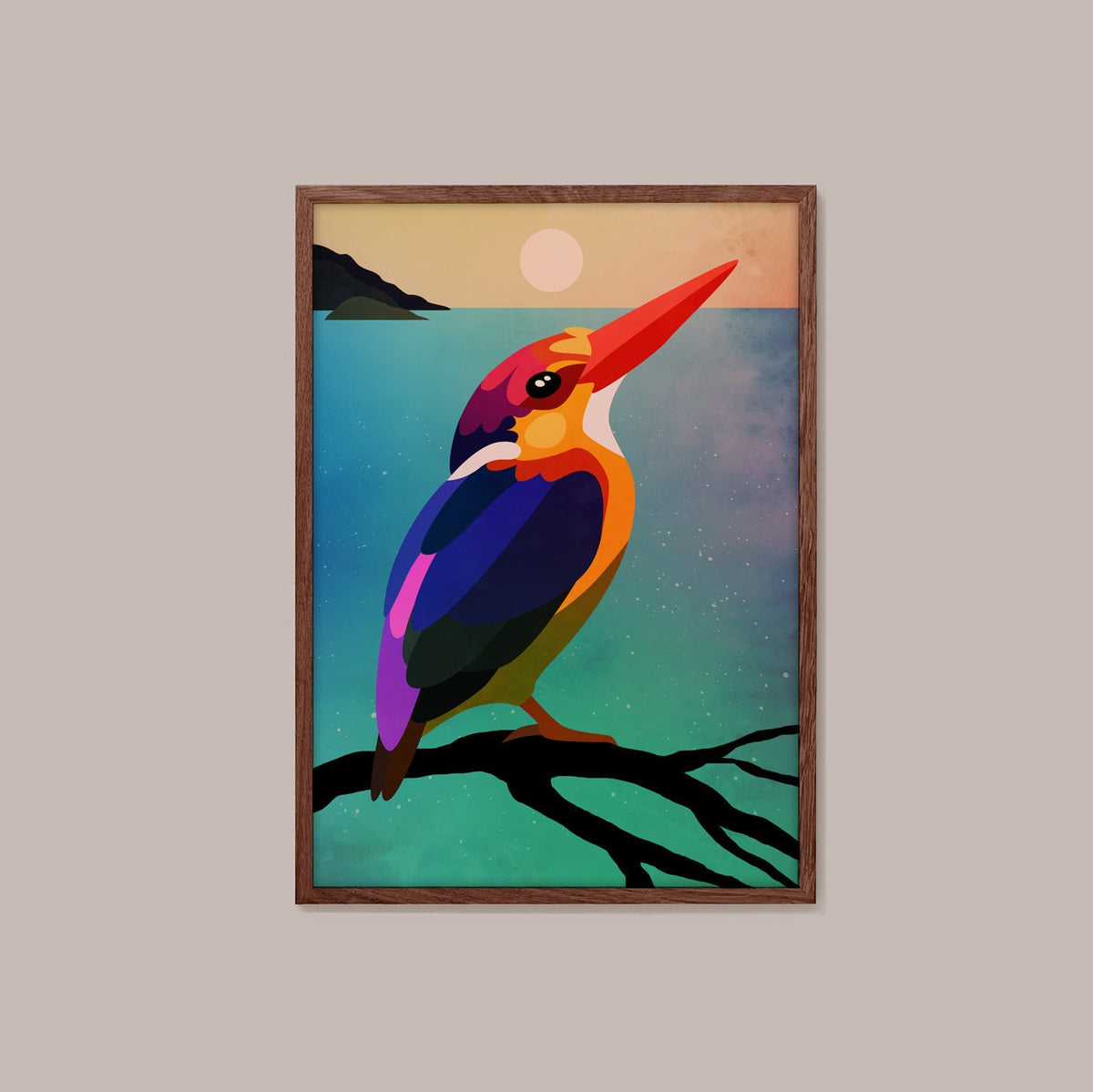 Kingfisher Art Print | Illustrated Bird Wall Art