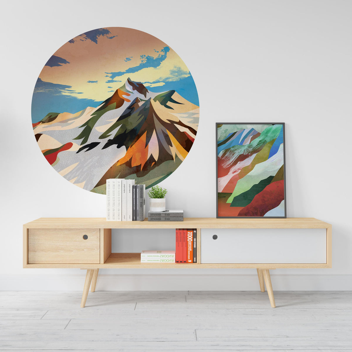 Mighty Mountain Wall Decal | Round Removable Self-Adhesive Wall Sticker