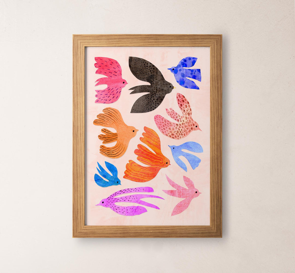 Colorful World of Birds | Mixed Media Fine Art Print