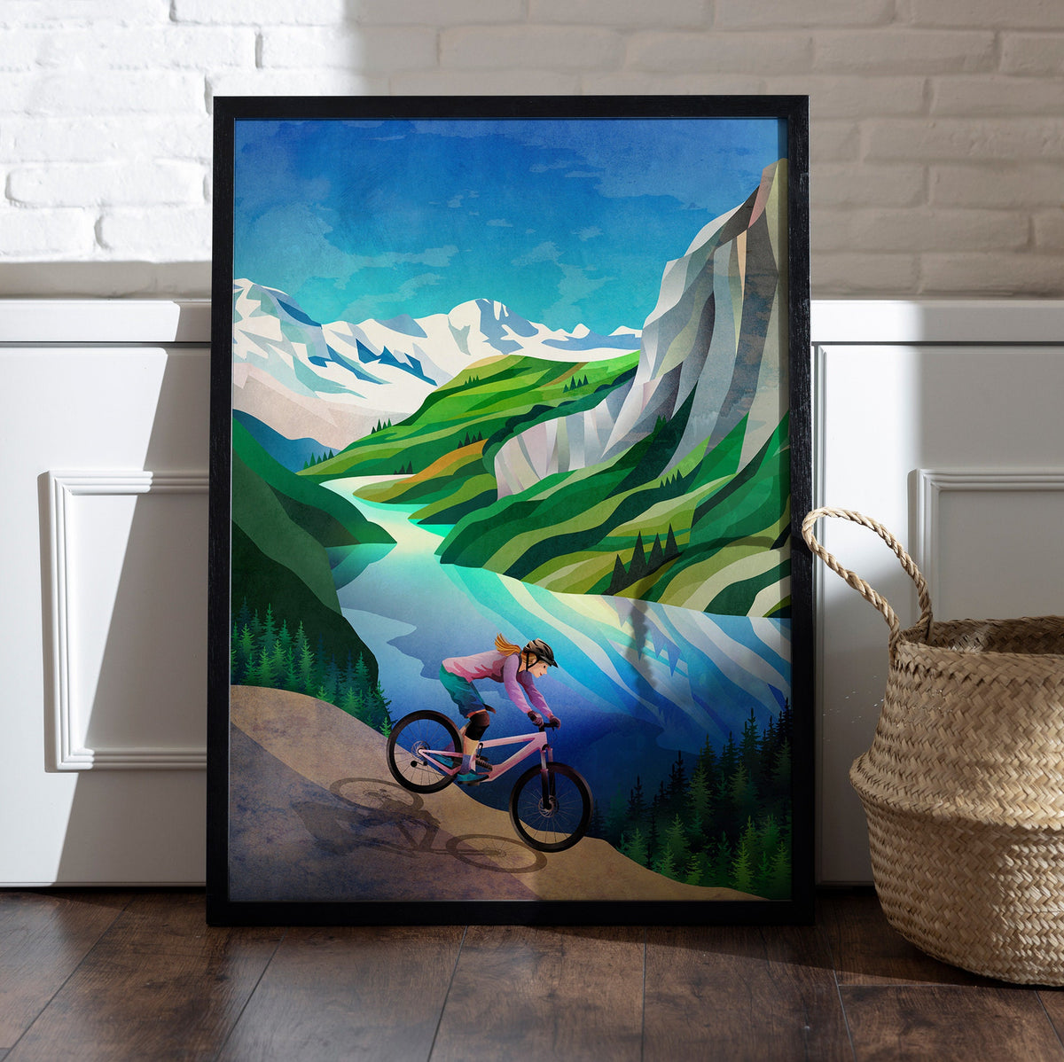 Mountain Bike Art Print | Woman Riding MTB Wall Art