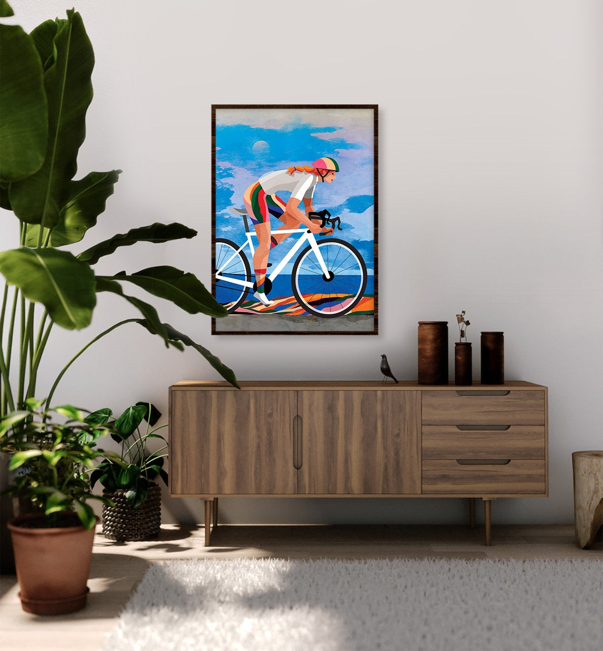 Woman Cyclist Art Print | Cycling Wall Art for Home or Office