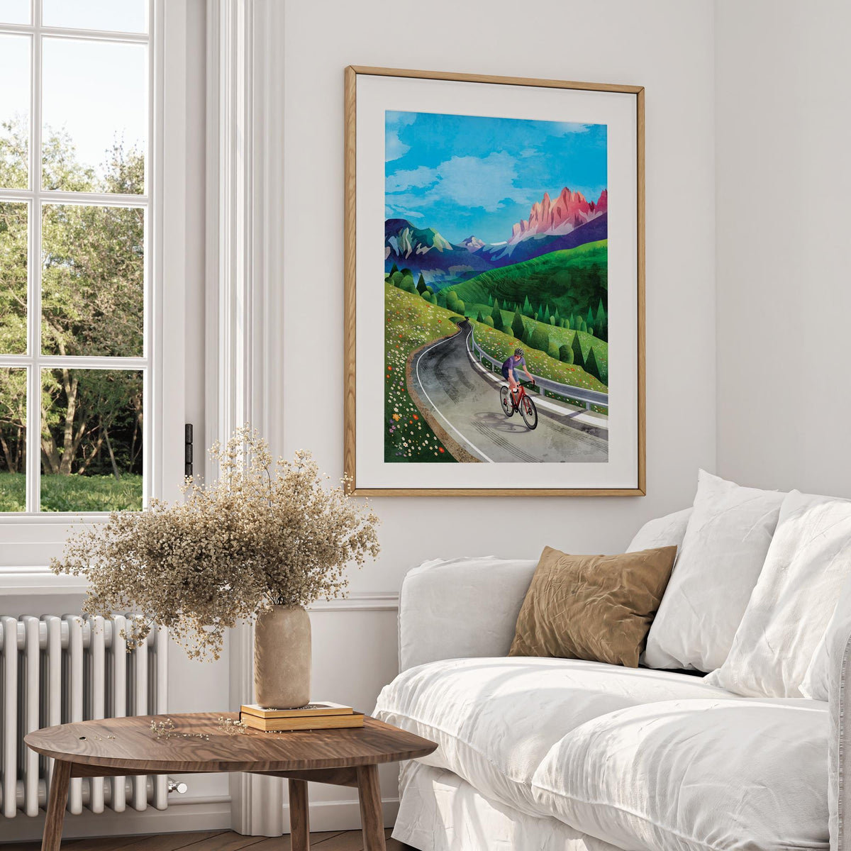 Cycling Art Print | High Mountain Pass Road Cyclist Wall Art
