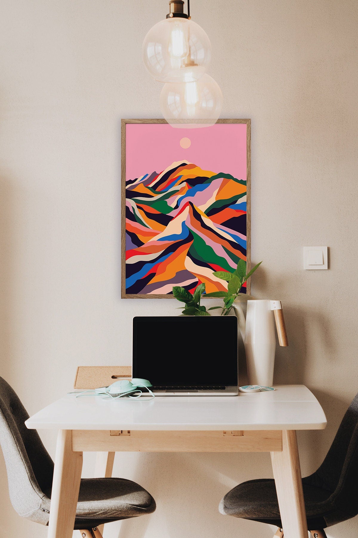 Colorful Mountain Landscape Art Print | Modern Nature Wall Art