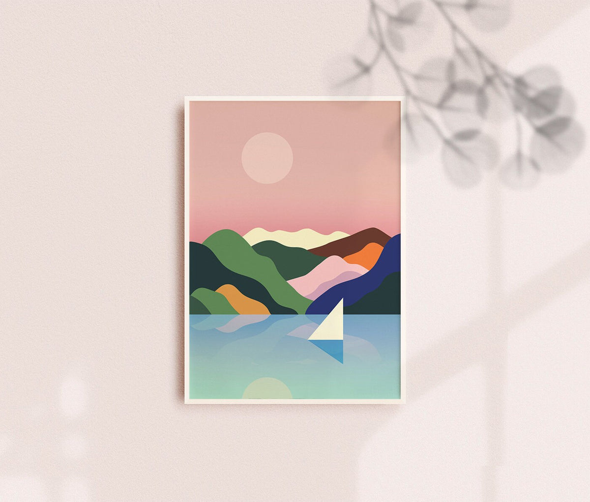 Sailing Art Print | Mountains and Ocean Illustration Wall Art