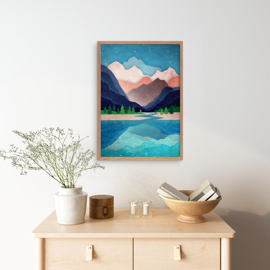 Alps Mountain Art Print | Crystal Lake Reflection Wall Art
