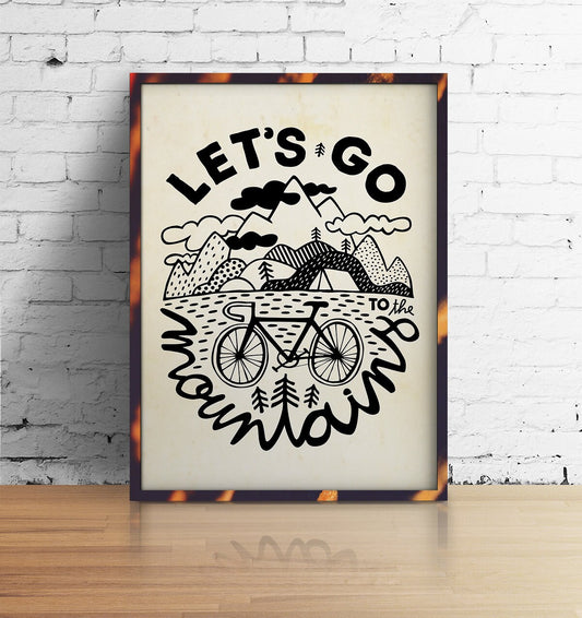 Bicycle Art Print | Mountain Ride Cycling Wall Art