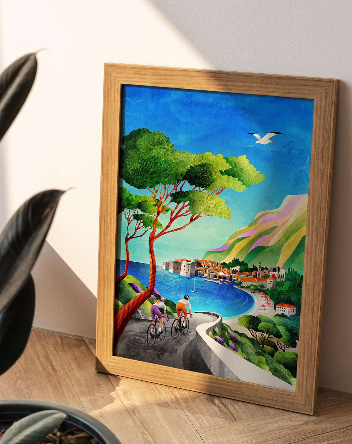 Seaside Cycling Art Print | Coastal Bicycle Ride Wall Art