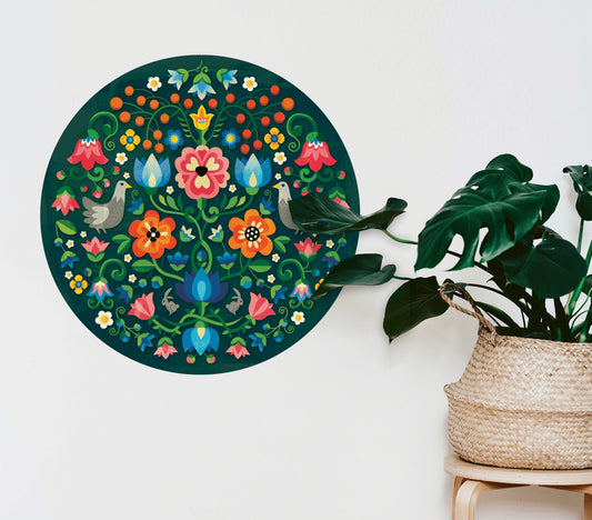Mountain Flowers Wall Decal | Self-adhesive and Removable Folk-Inspired wall decoration