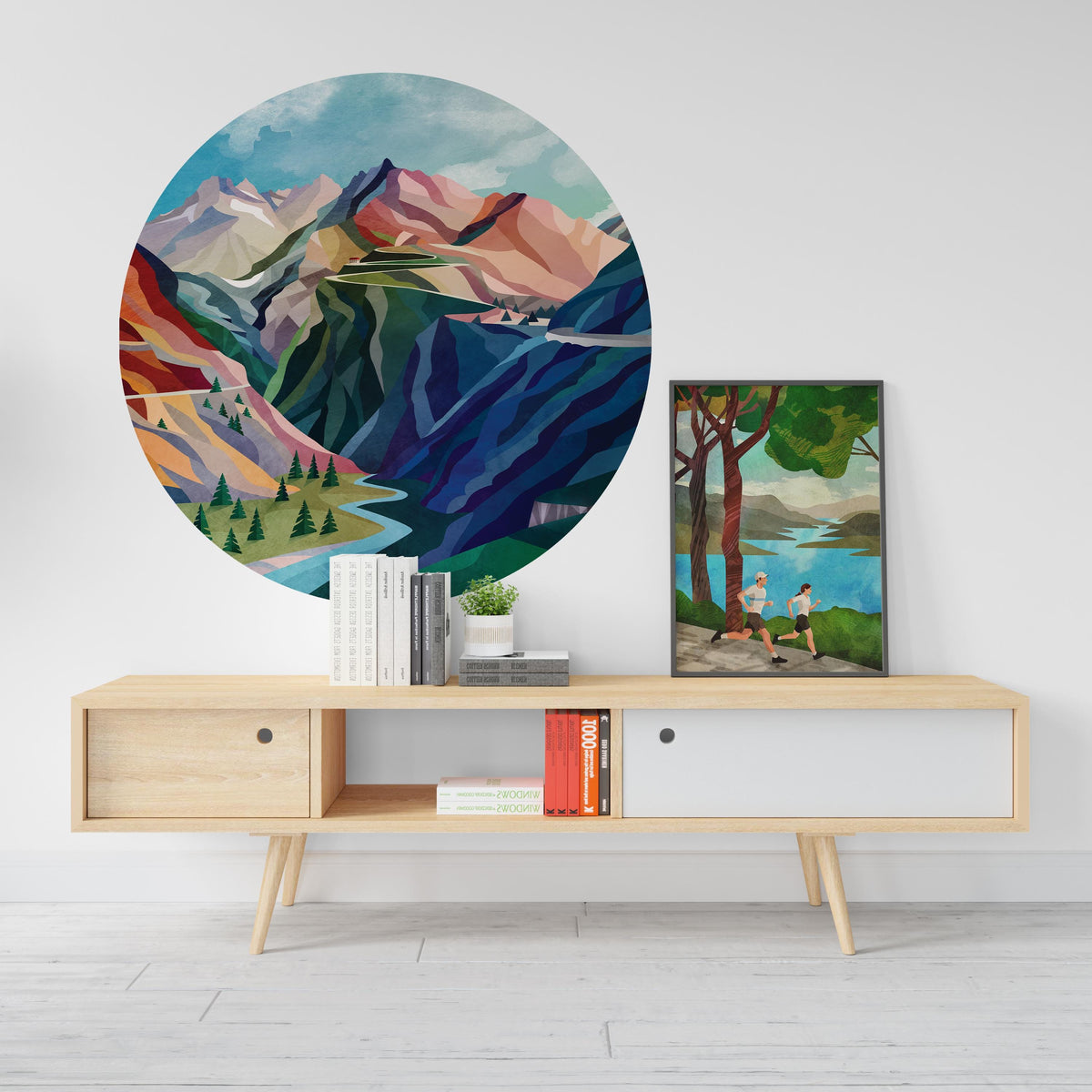 Mountain Pass Wall Decal | Self-Adhesive Removable Landscape Art.