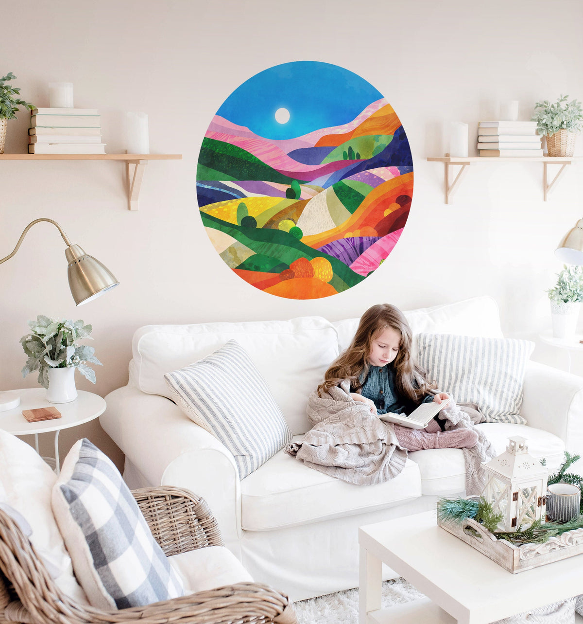 Summer Landscape Wall Decal | Round Removable Wall Sticker