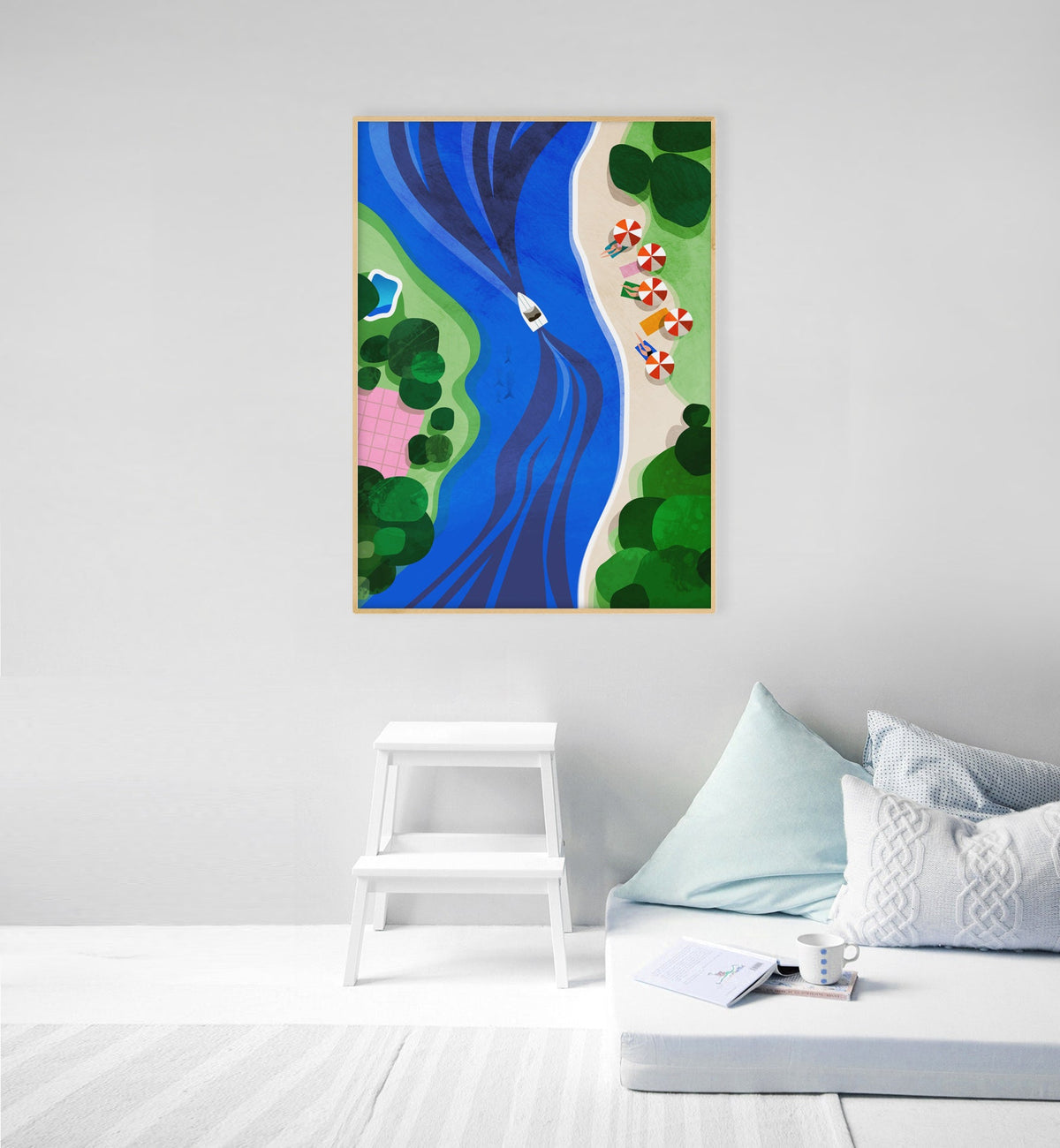 Summer Cruising Art Print | Coastal Vacation Illustration Wall Art