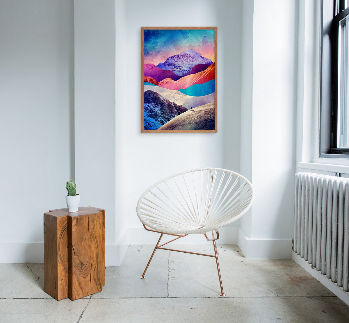 Winter Mountain Landscape Art Print | Colorful Snow Scene Wall Art