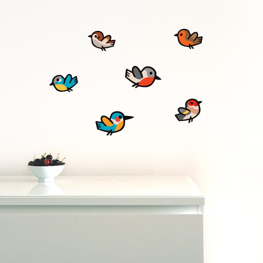 Bird Wall Decals | Set of 6 Removable Fabric Stickers