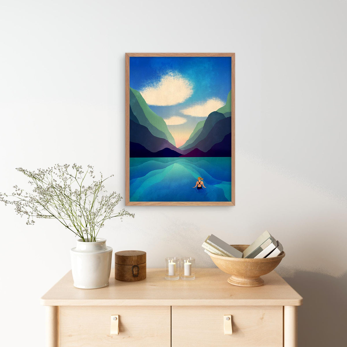 Wild Swimming Art Print | Lake and Forest Nature Wall Art
