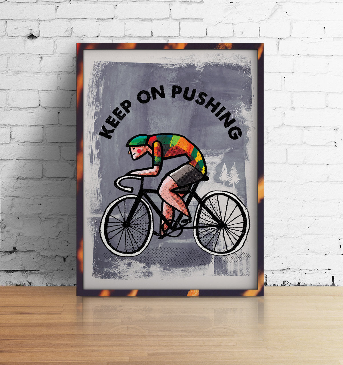 Bicycle Art Print | Keep On Pushing Cyclist Wall Art