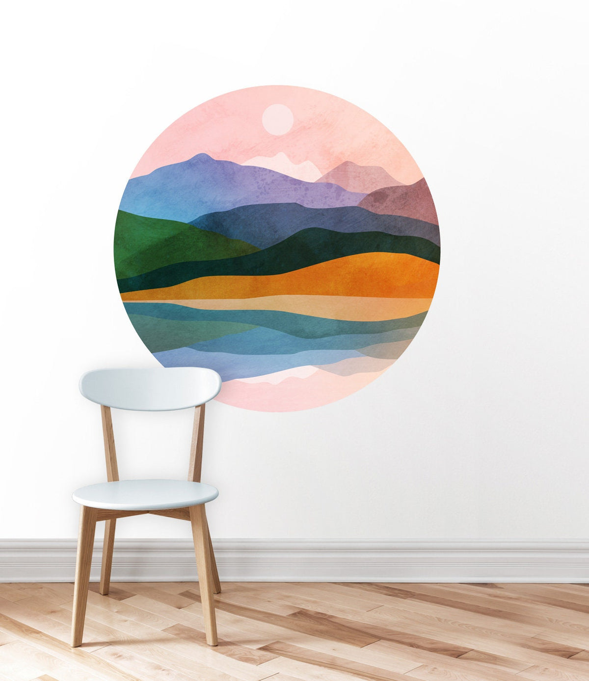 Ocean Landscape Wall Decal | Round Self-Adhesive Removable Wall Sticker