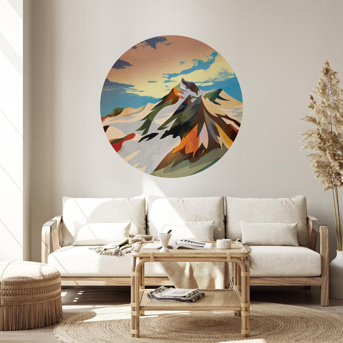 Mighty Mountain Wall Decal | Round Removable Self-Adhesive Wall Sticker