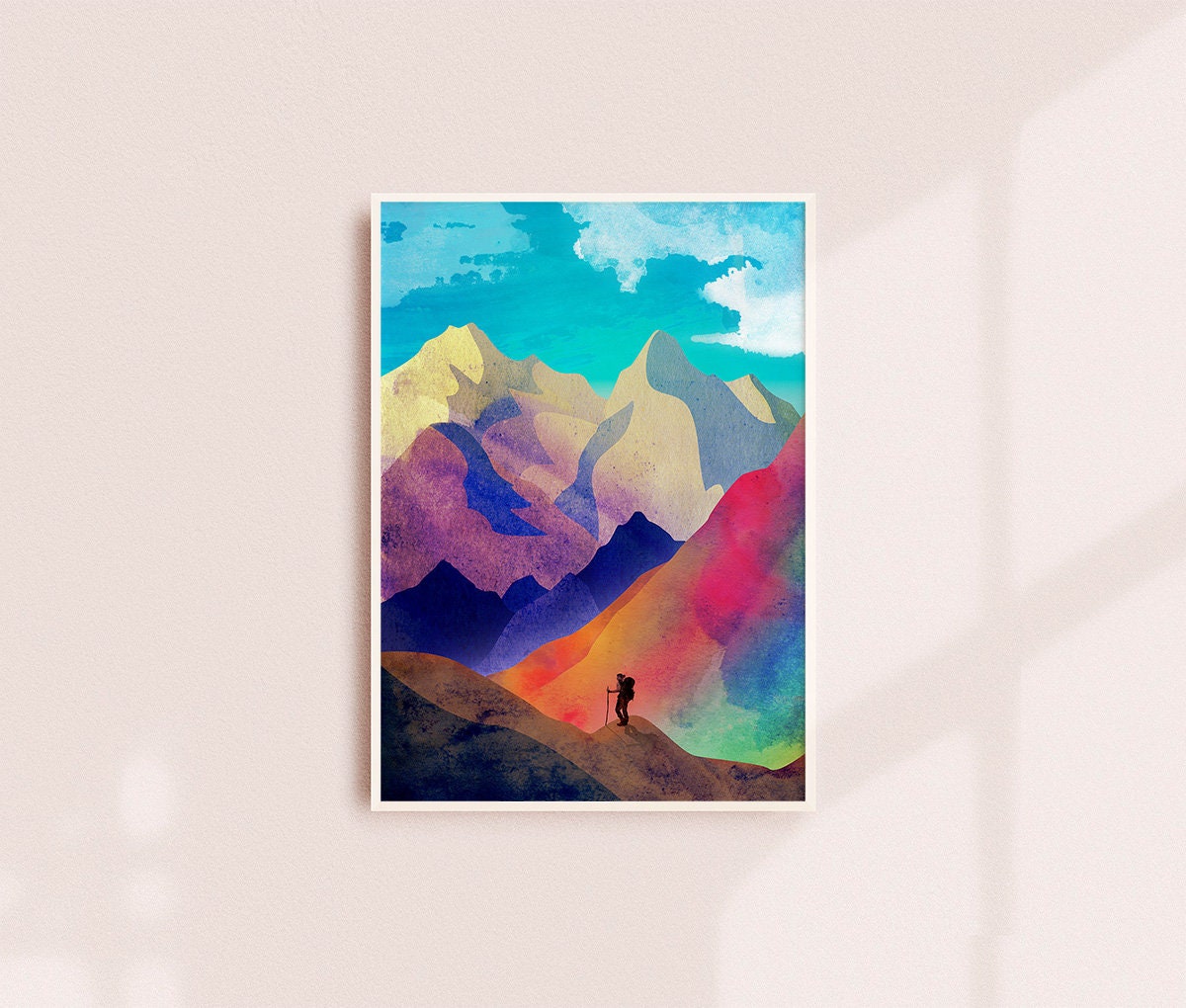 Woman Hiker Art Print | Mountain Hiking Wall Art