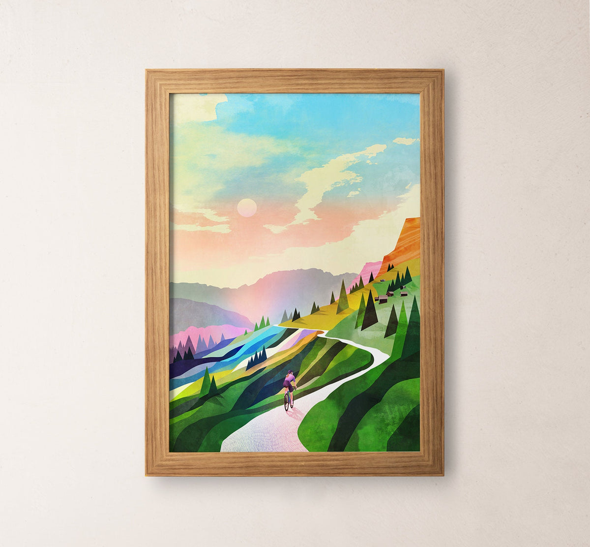 Woman cycling in Dolomites