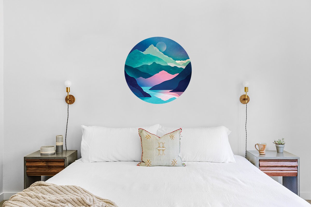 Blue River Wall Decal | Round Self-Adhesive Removable Wall Sticker