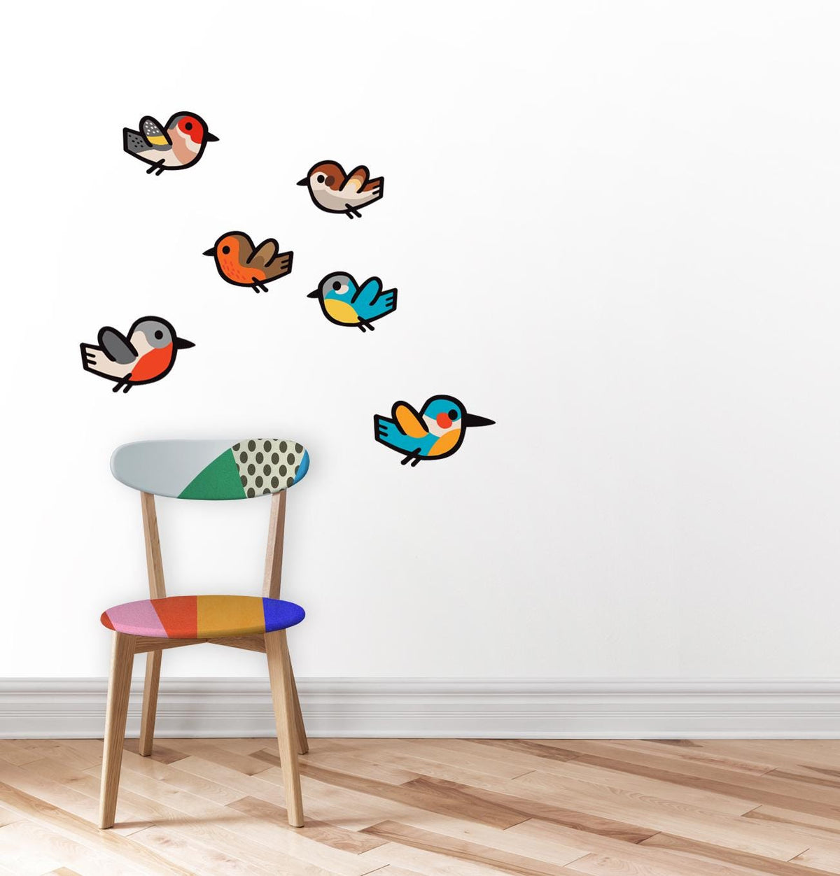 Bird Wall Decals | Set of 6 Removable Fabric Stickers