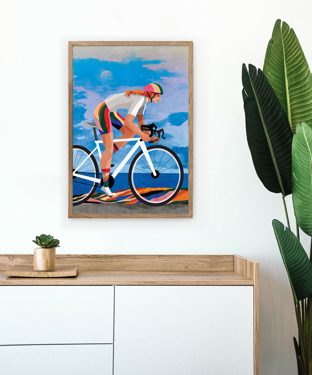 Woman Cyclist Art Print | Cycling Wall Art for Home or Office