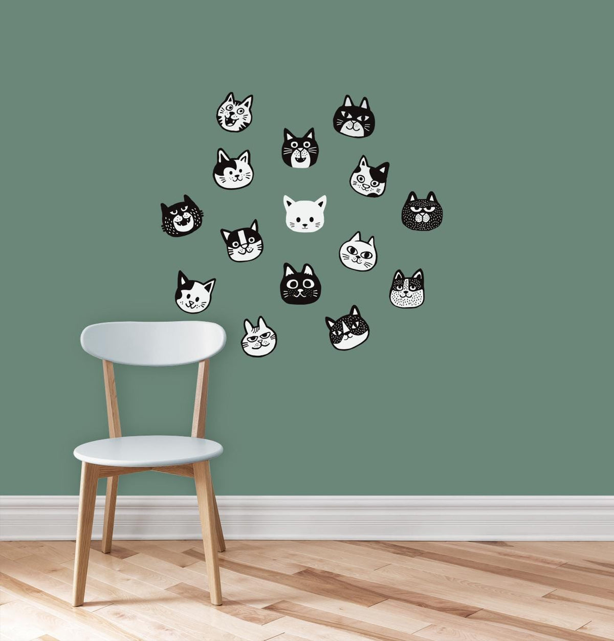 Set of 15 removable cat stickers 