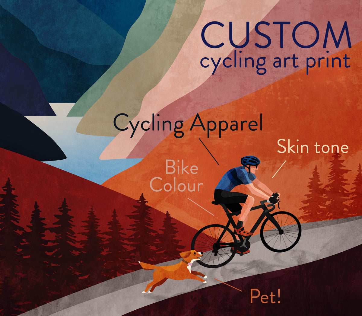 Personalized Cycling Art Print | Custom Cyclist Gift Wall Art